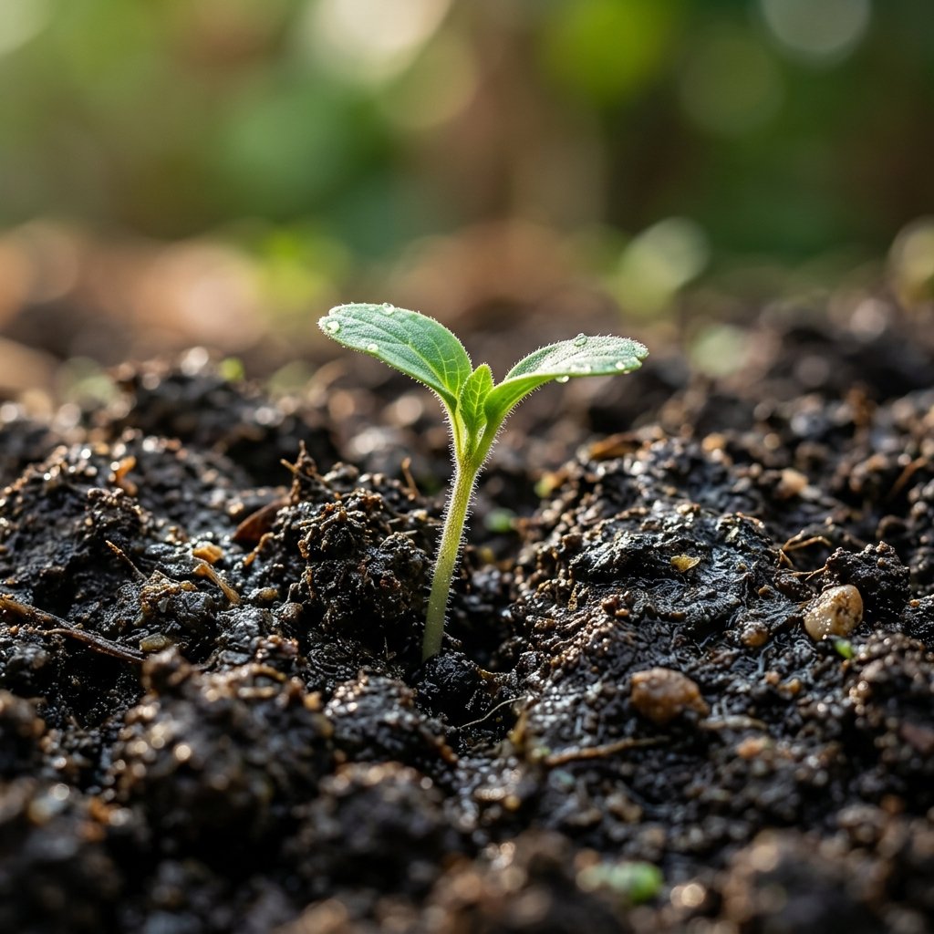 Seedling sprouting from soil